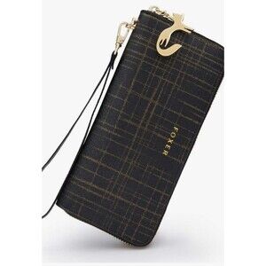 FOXER Women Leather Wallet Bifold Wallet Clutch Wallet with Wristlet Card Holder